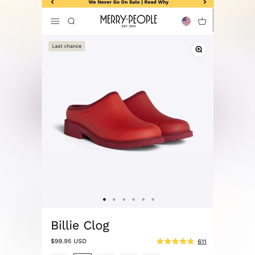 Merry People Rubber Billie Clogs Shoes Chilli Red Size 43 (mens 11) NWOT